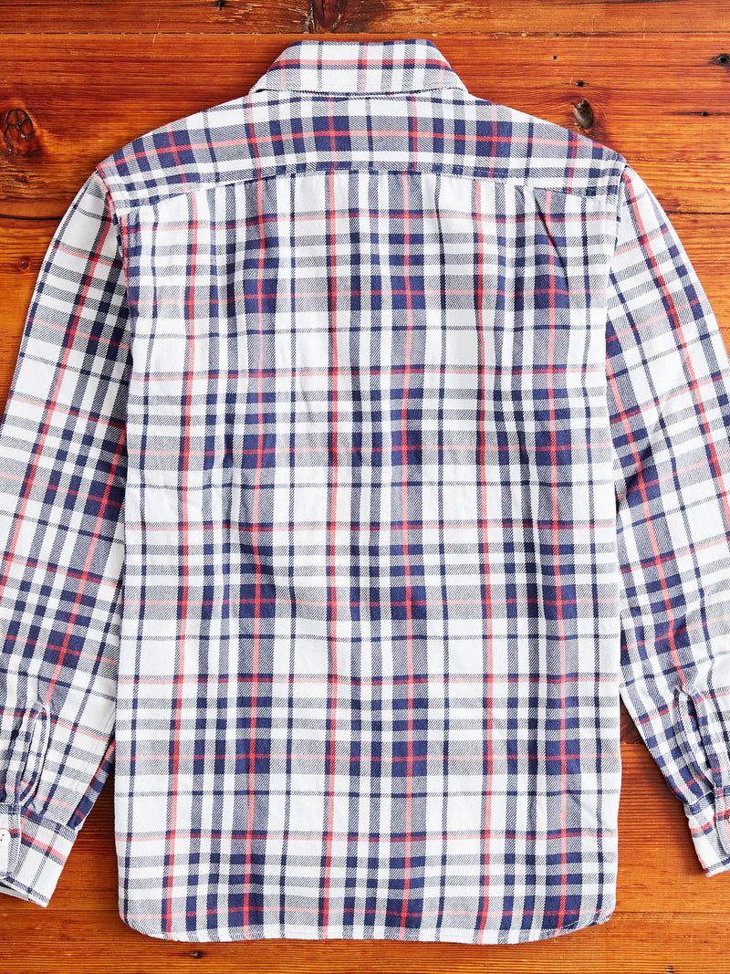 730WS Heavy Washed Flannel Shirt in White Check