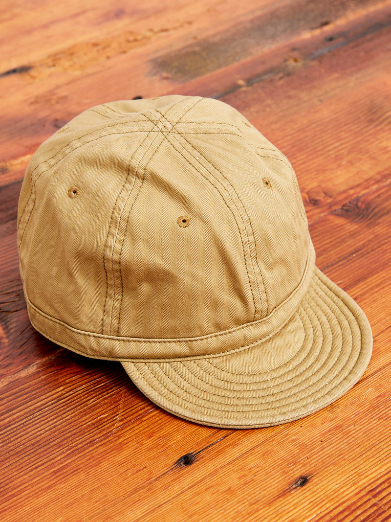 Herringbone Work Cap in Beige