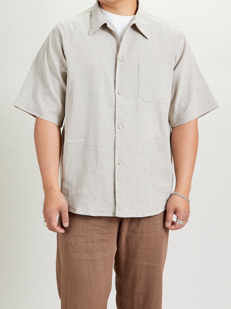 Wonder Linen Short-Sleeve Shirt in Beige