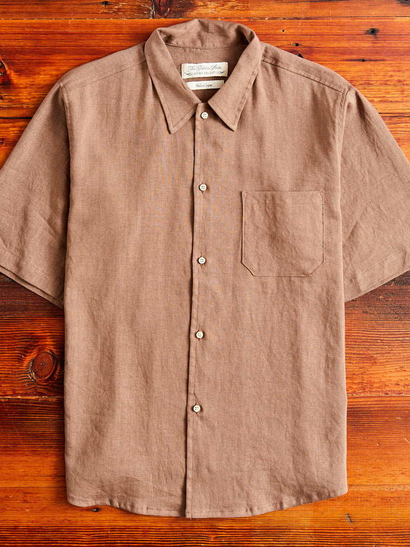 Wonder Linen Short-Sleeve Shirt in Brown