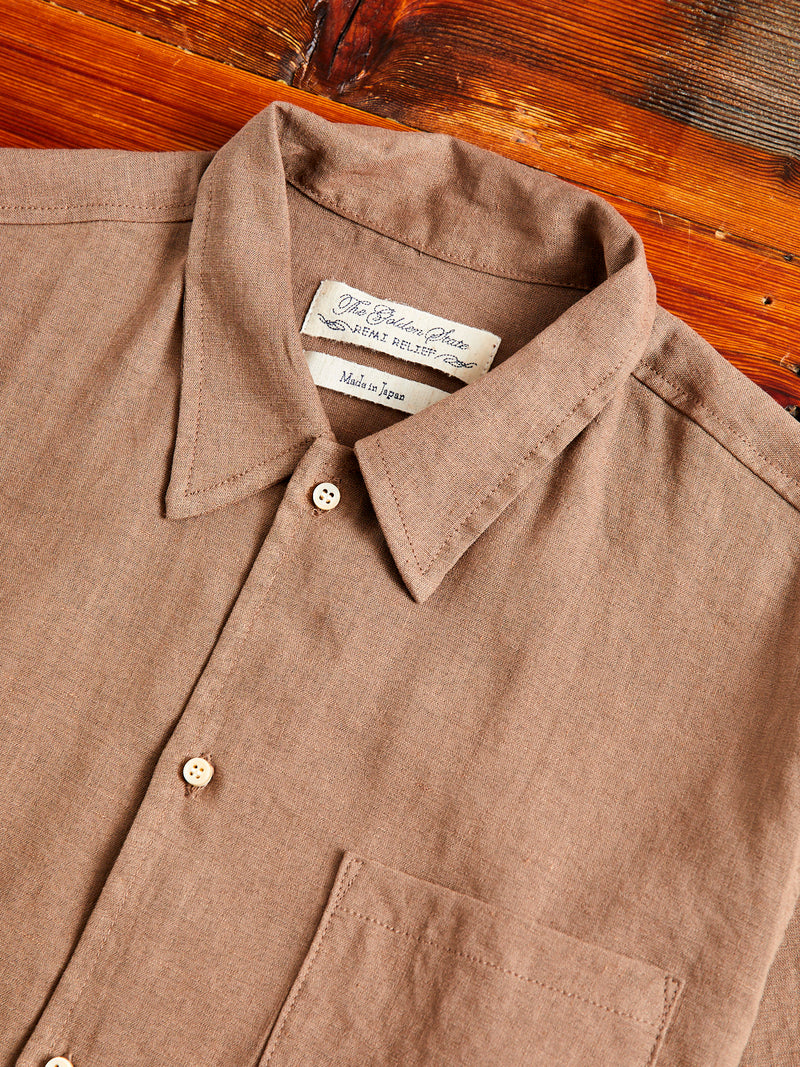 Wonder Linen Short-Sleeve Shirt in Brown