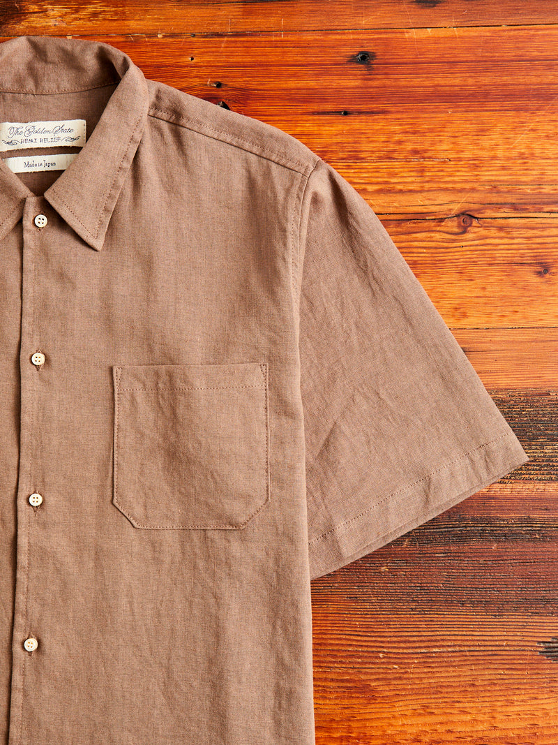 Wonder Linen Short-Sleeve Shirt in Brown