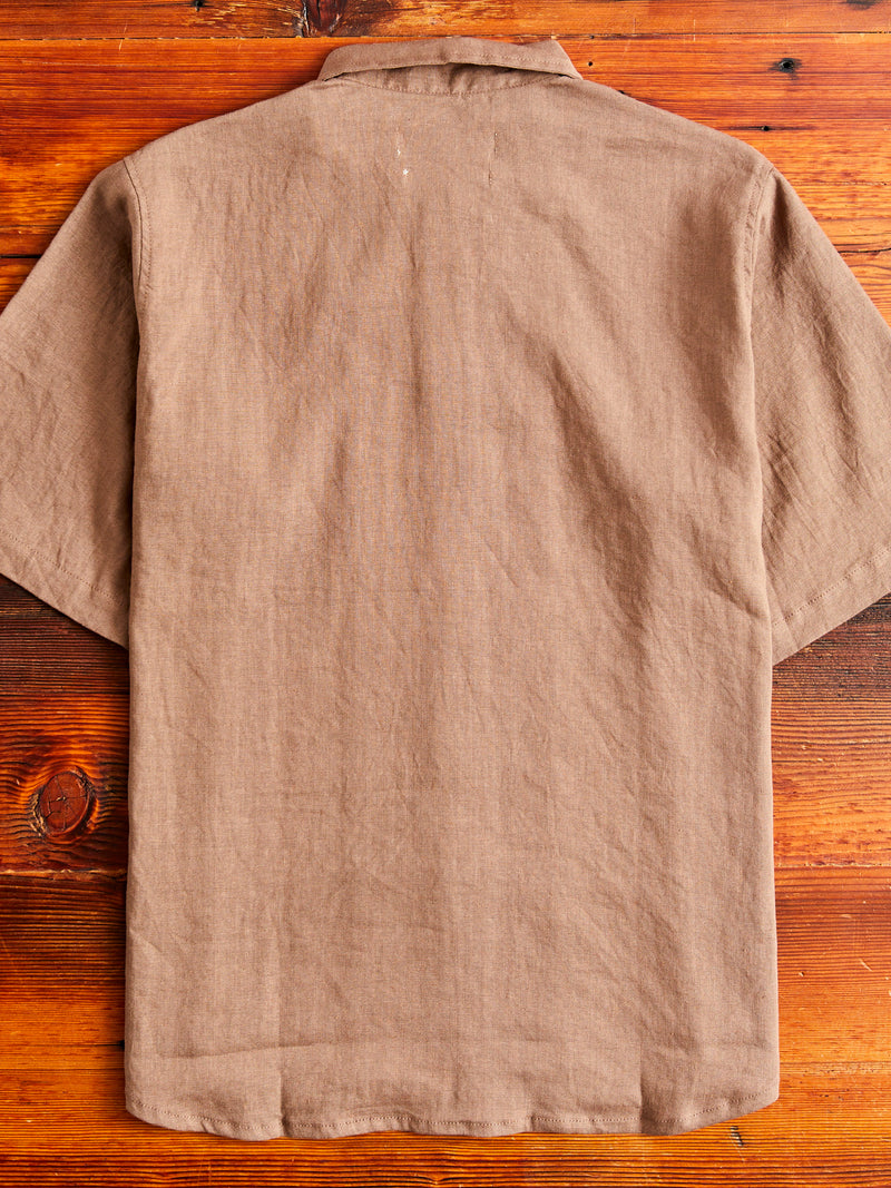 Wonder Linen Short-Sleeve Shirt in Brown