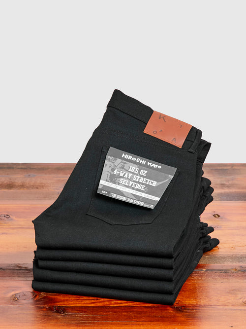 10.5oz Black Stretch Selvedge Denim - Scissors Slim Tapered