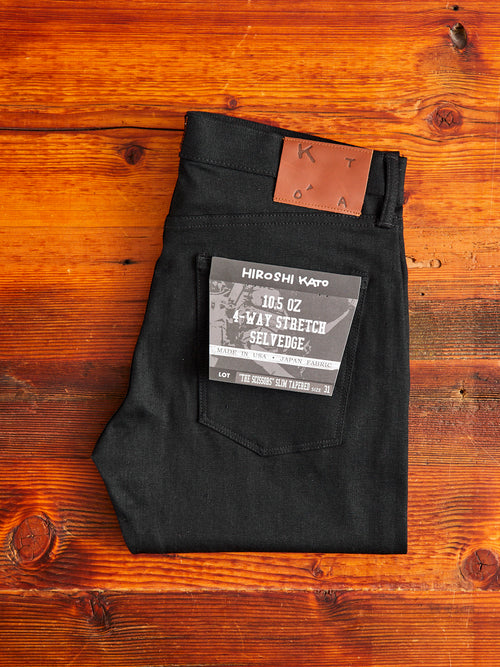 10.5oz Black Stretch Selvedge Denim - Scissors Slim Tapered