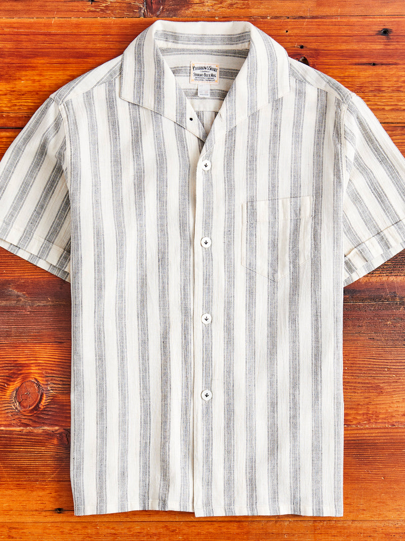 Linen Italian Collar Shirt in White Stripe – Blue Owl Workshop