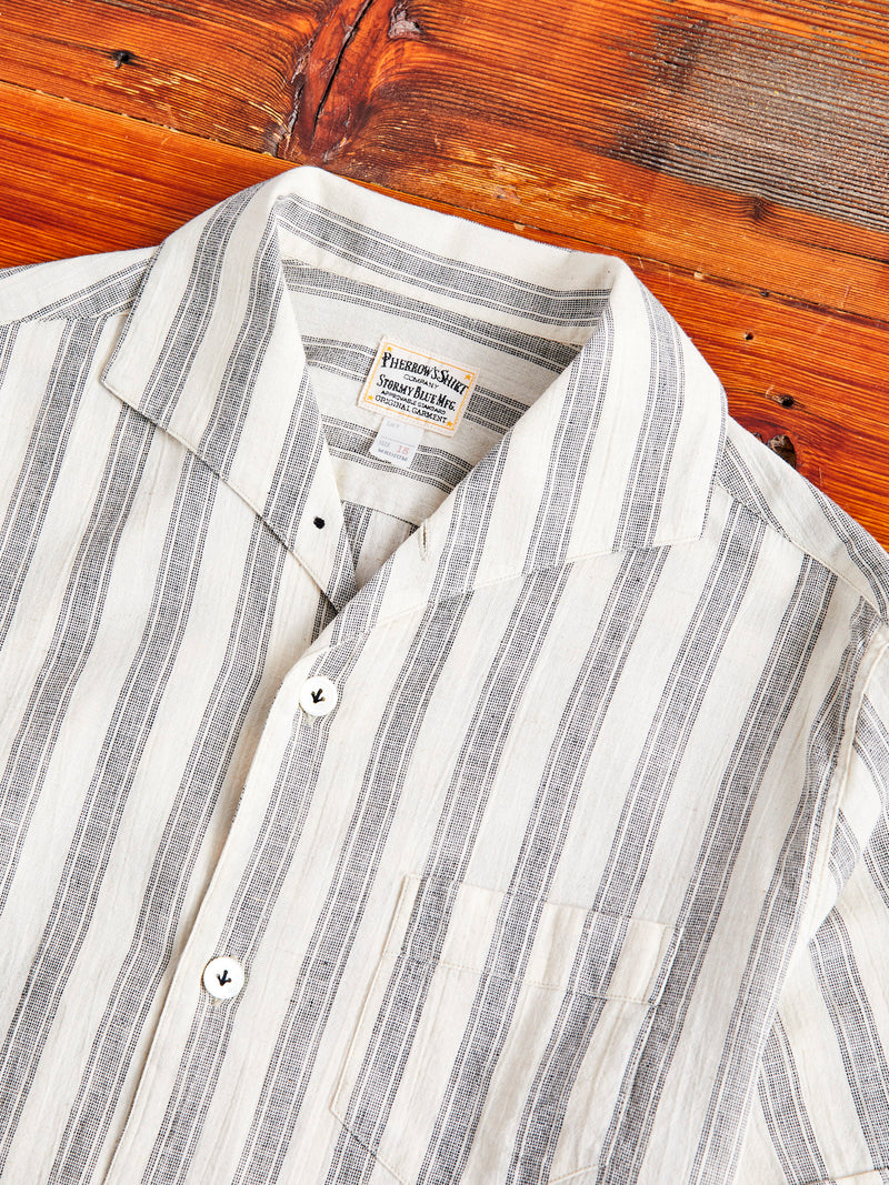 Linen Italian Collar Shirt in White Stripe – Blue Owl Workshop