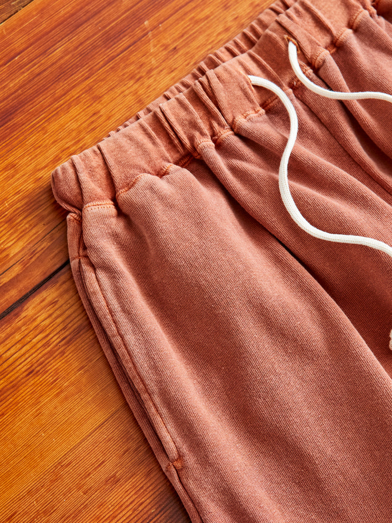 Pigment Dyed Cutoff Sweatshort in Brick Red