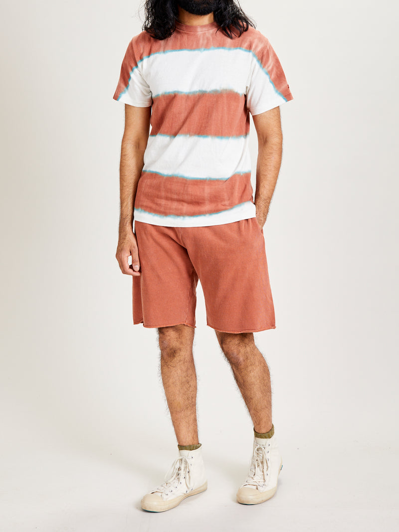 Pigment Dyed Cutoff Sweatshort in Brick Red