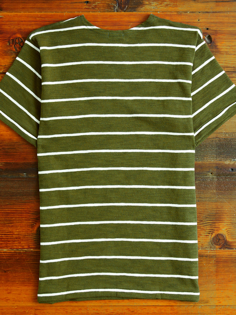 4087 Loopwheel Stripe Tee in Green