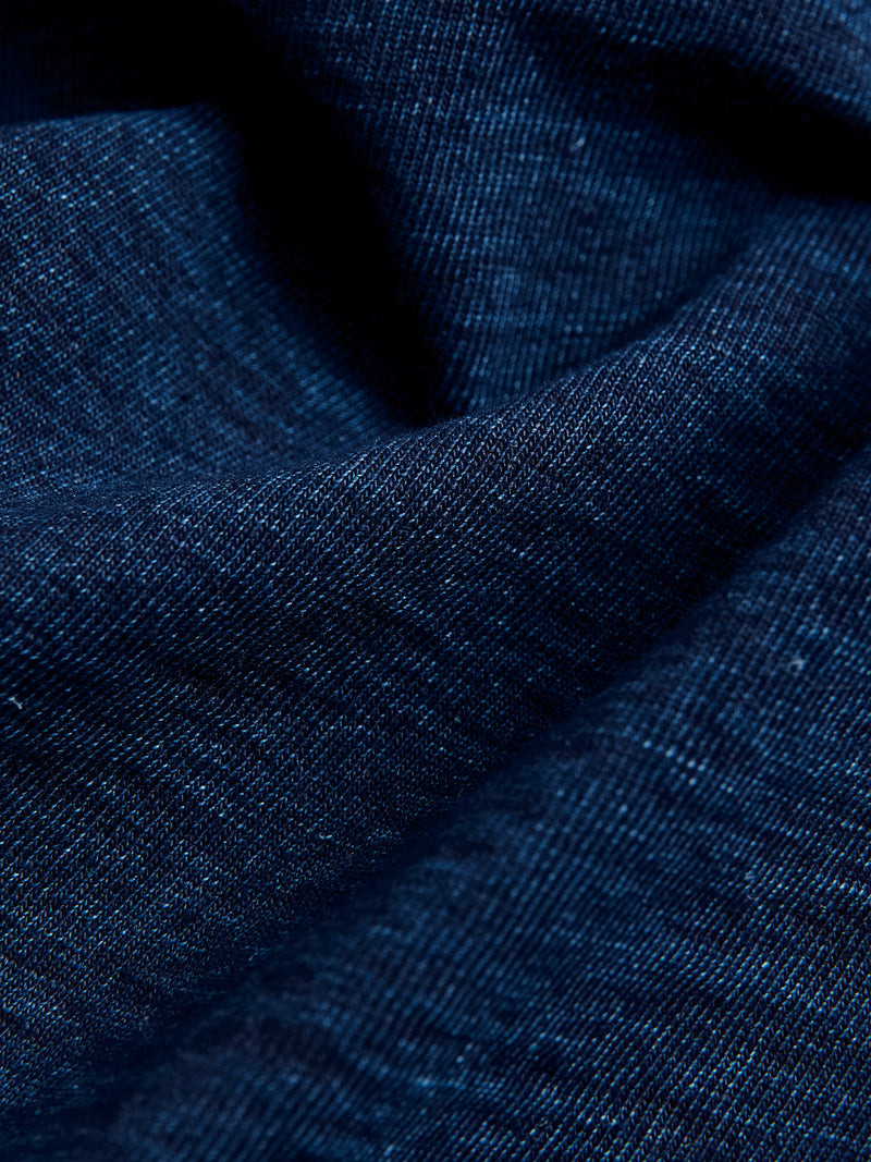 Yarn Dyed Knit T-Shirt in Deep Indigo