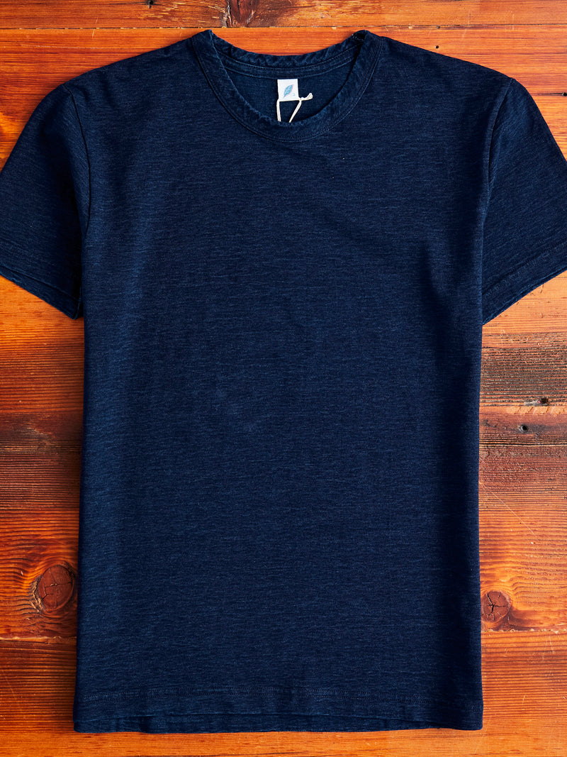 Yarn Dyed Knit T-Shirt in Deep Indigo