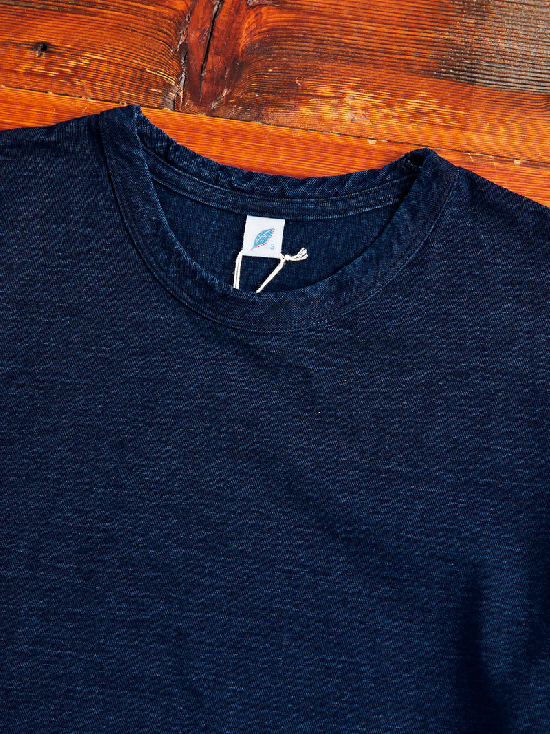 Yarn Dyed Knit T-Shirt in Deep Indigo