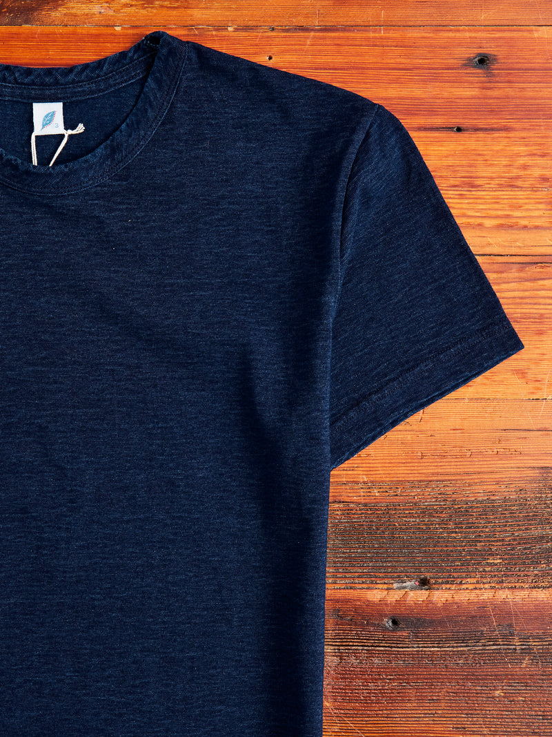 Yarn Dyed Knit T-Shirt in Deep Indigo