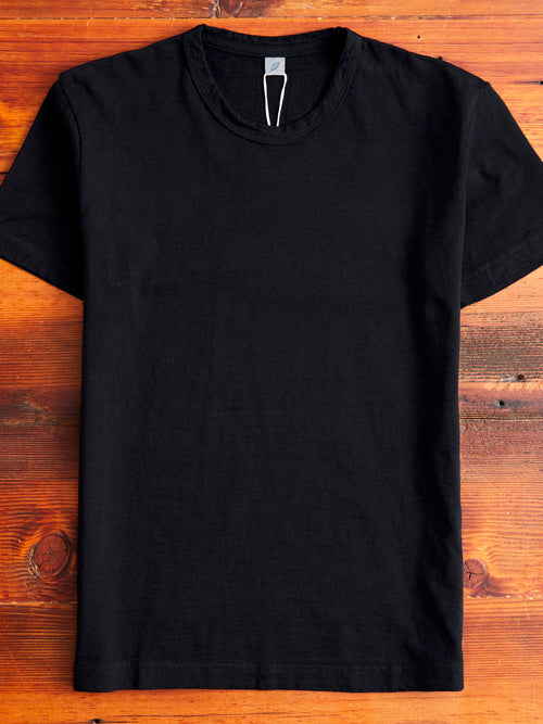 Yarn Dyed Knit T-Shirt in Black Indigo