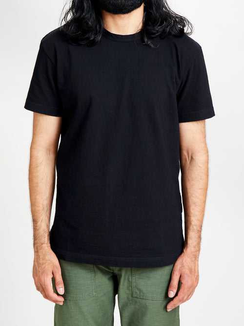 Yarn Dyed Knit T-Shirt in Black Indigo