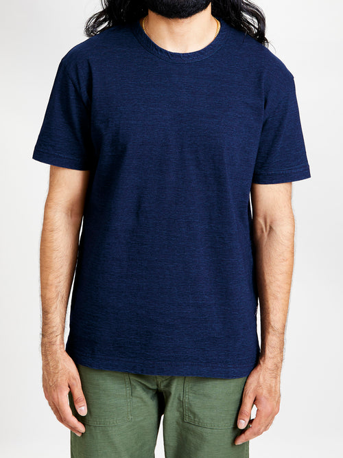 Yarn Dyed Knit T-Shirt in Deep Indigo