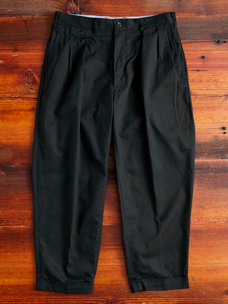 2-Pleat Twill Trousers in Black – Blue Owl Workshop