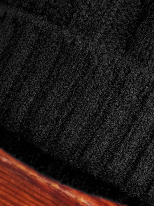 Cashmere Rib Watch Cap in Black