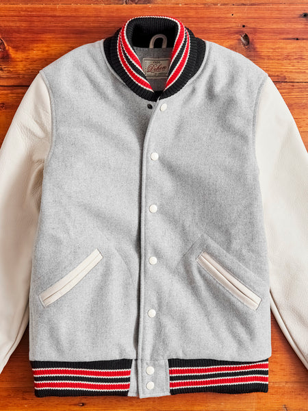 Dehen 1920】Varsity Jacket Grey／Milk – Blue Beach Denim