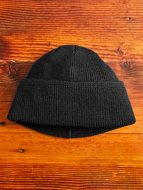 Wool Knit Watch Cap in Black