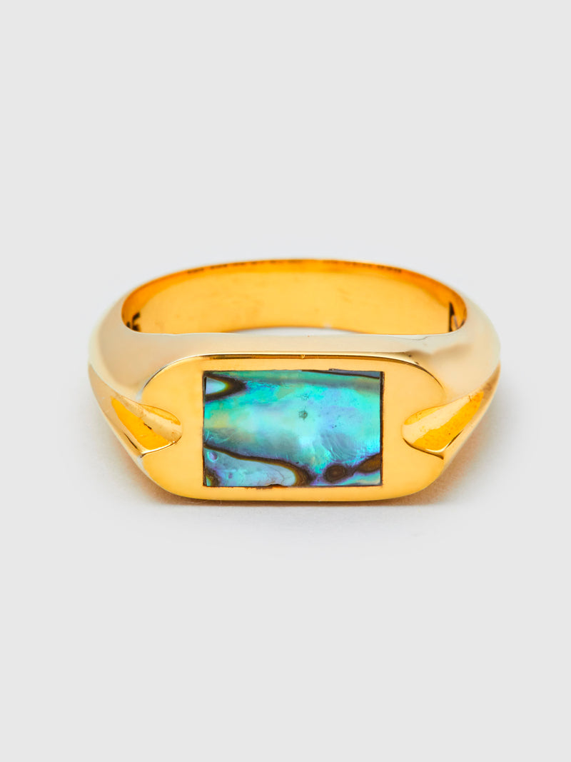 Danny Signet Ring in 14K Gold/Abalone Shell – Blue Owl Workshop