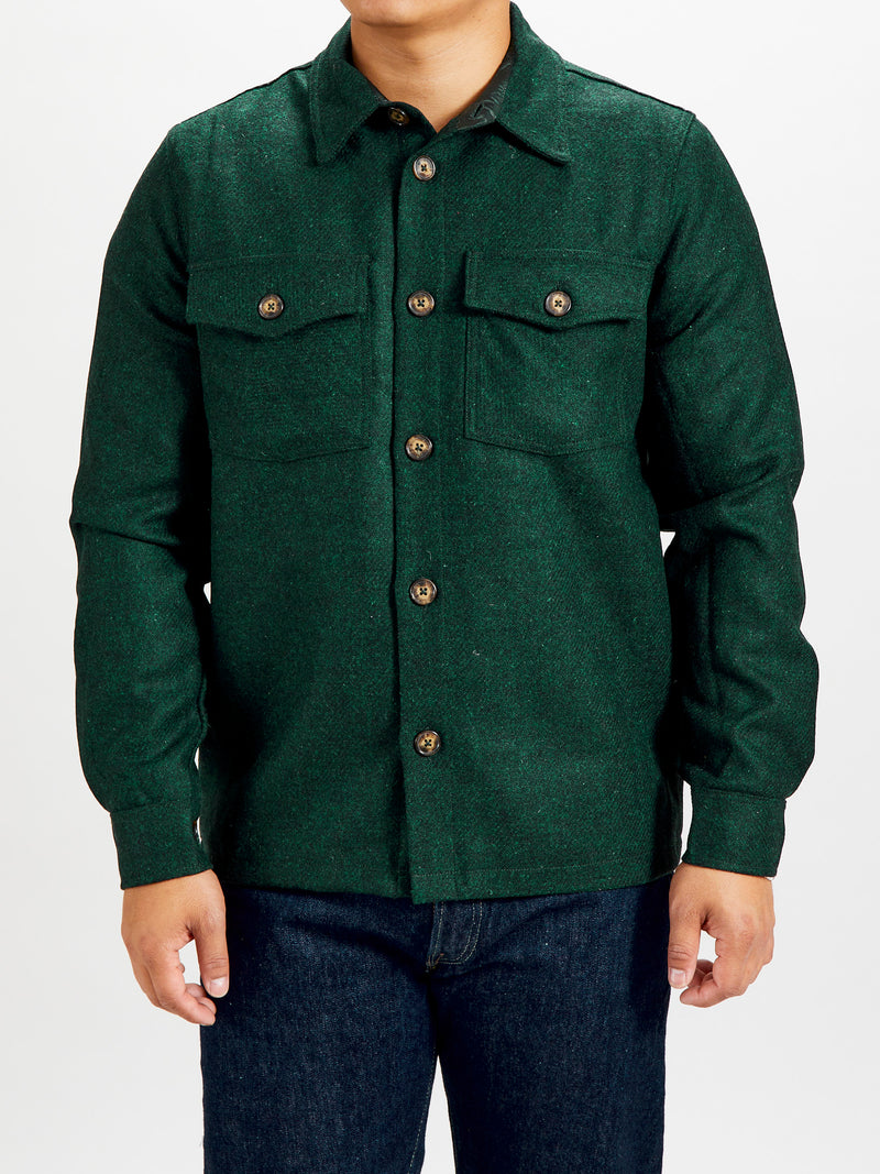 Wool Field Overshirt in Green