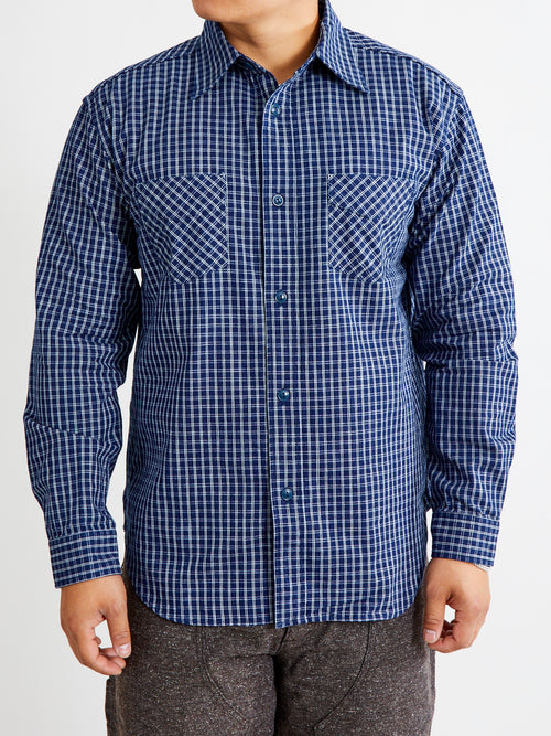 1940s Work Shirt in Indigo Check