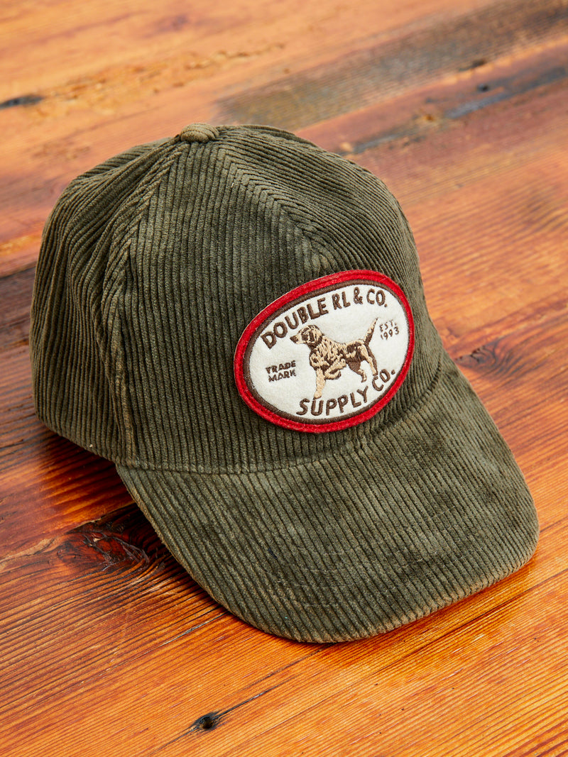 Dog Patch Corduroy Baseball Cap in Moss Green