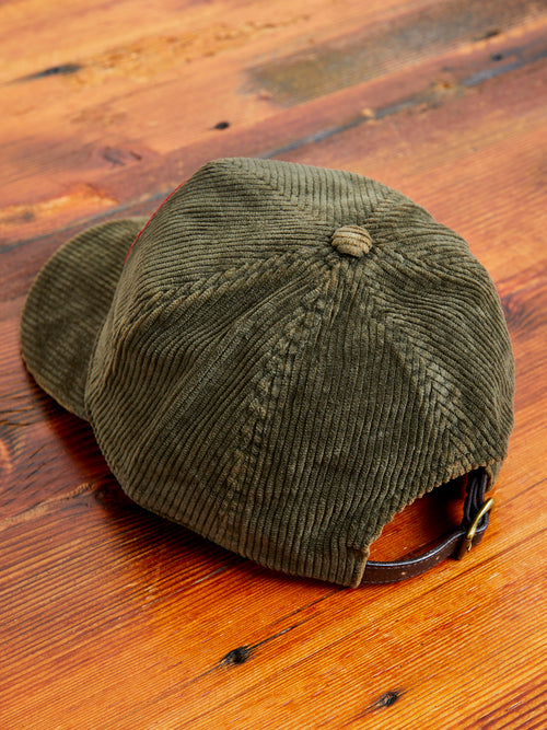 Dog Patch Corduroy Baseball Cap in Moss Green