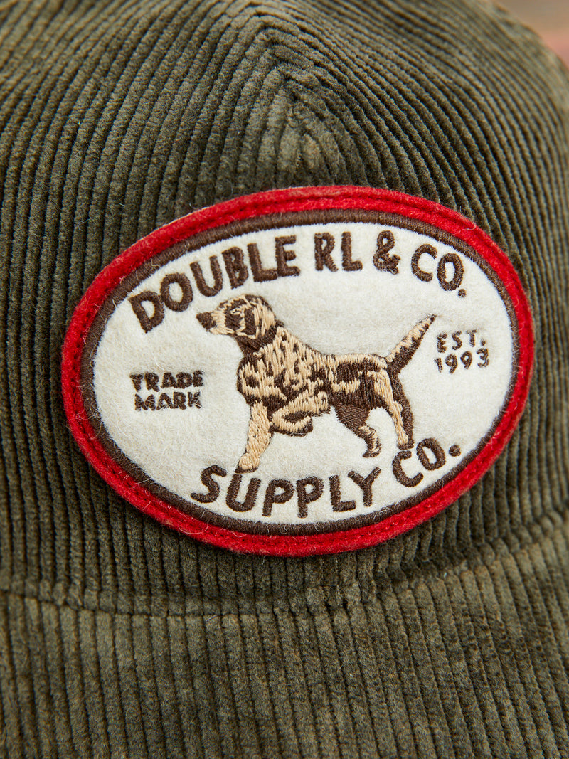 Dog Patch Corduroy Baseball Cap in Moss Green