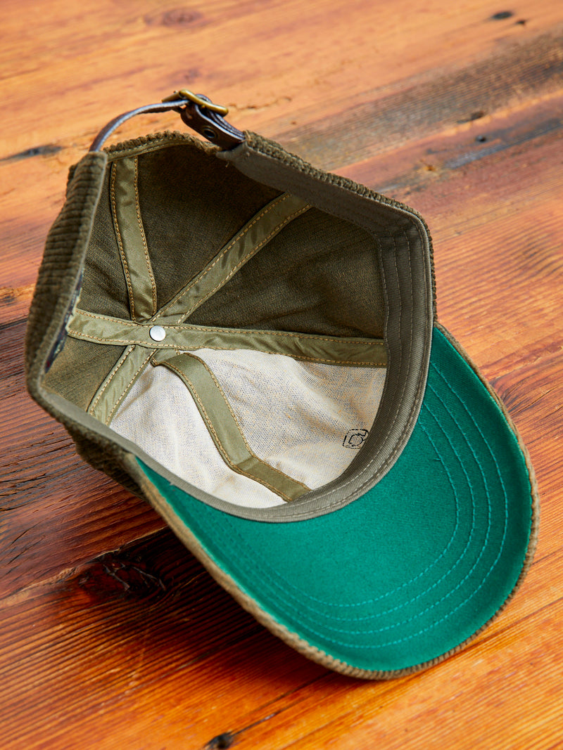 Dog Patch Corduroy Baseball Cap in Moss Green