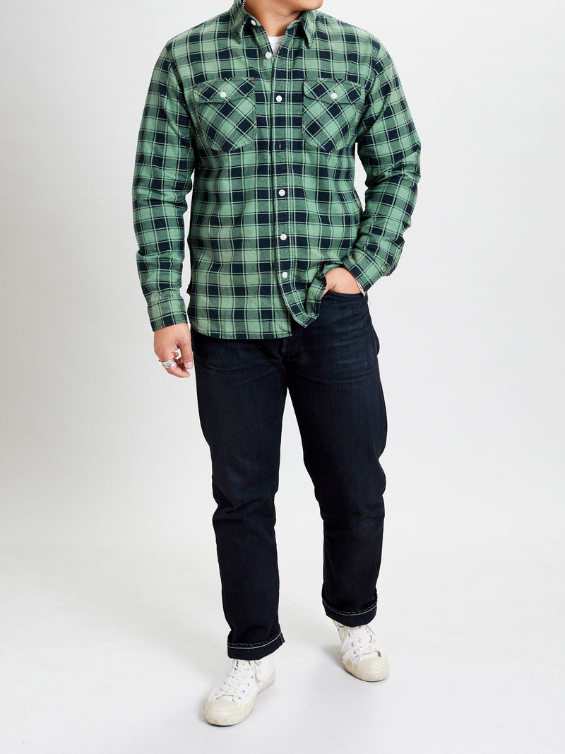 Preston Chamois Workshirt in Green Black