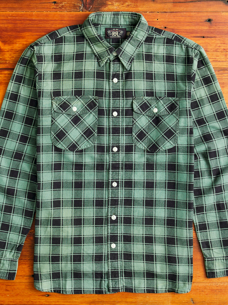 Preston Chamois Workshirt in Green Black