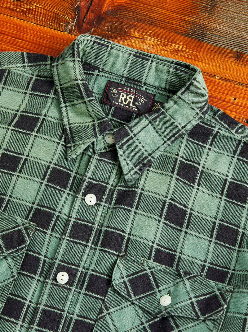 Preston Chamois Workshirt in Green Black