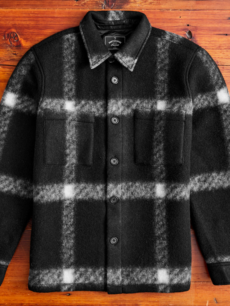 Plaid Fleece Overshirt in Black