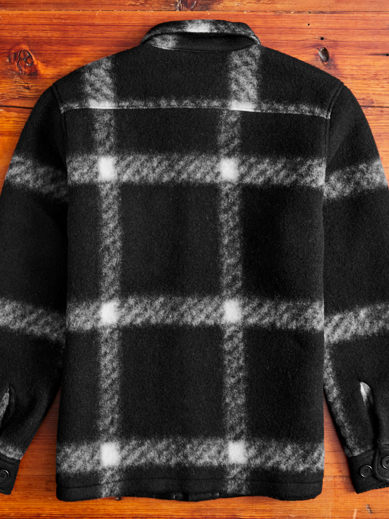 Plaid Fleece Overshirt in Black