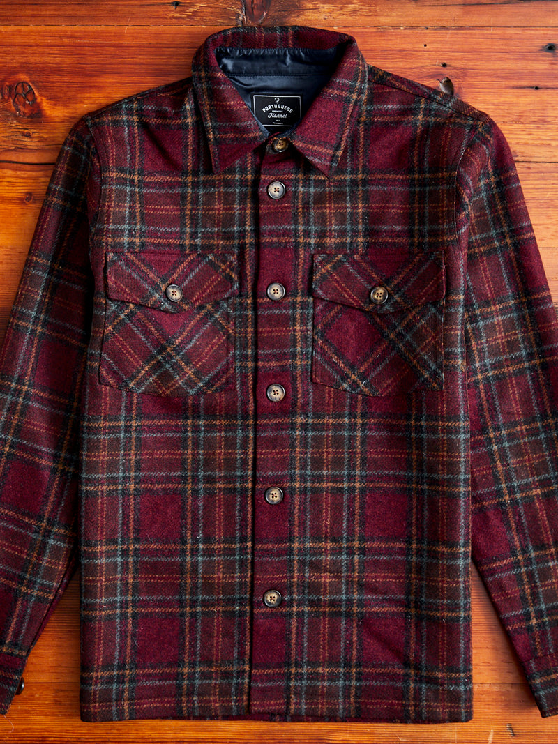 Burgundy Check Overshirt in Vulpes