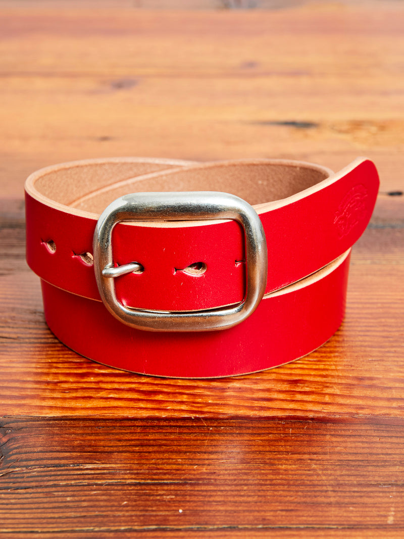 B-87 Leather Belt in Red