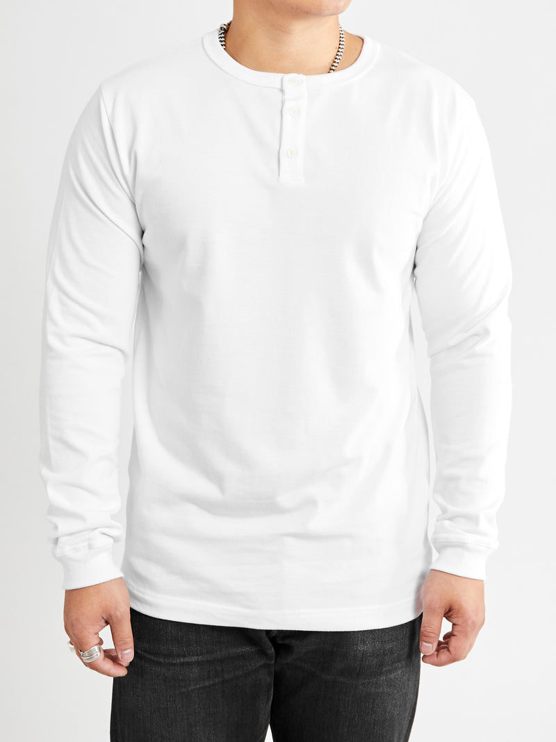 Long Sleeve Henley in White