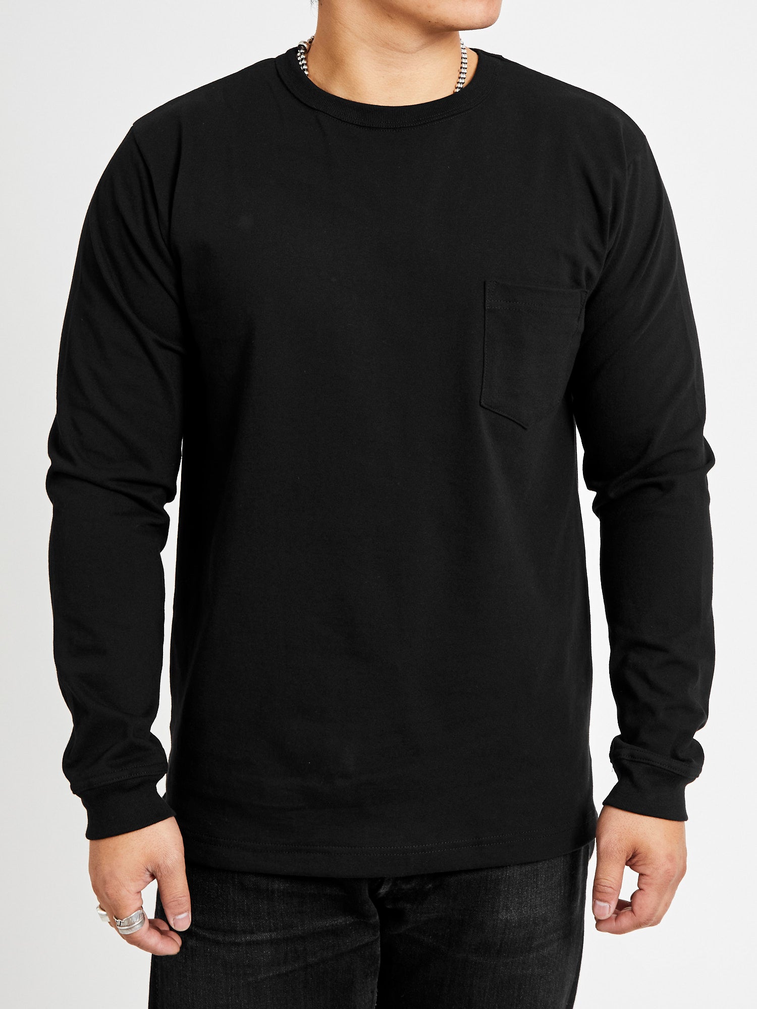 Long Sleeve Pocket T-Shirt in Black – Blue Owl Workshop