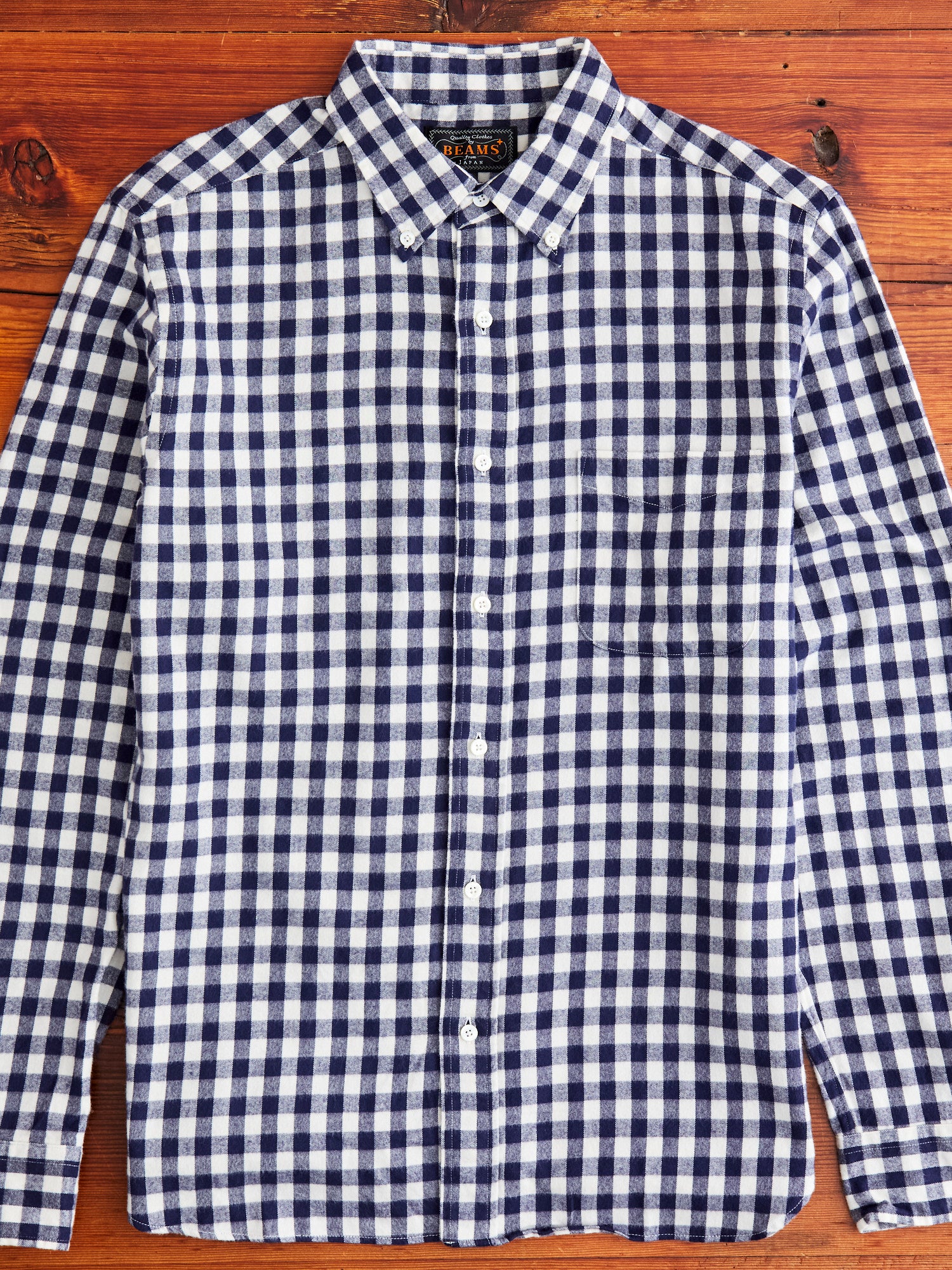 Gingham Check Button-Down Shirt in Navy – Blue Owl Workshop