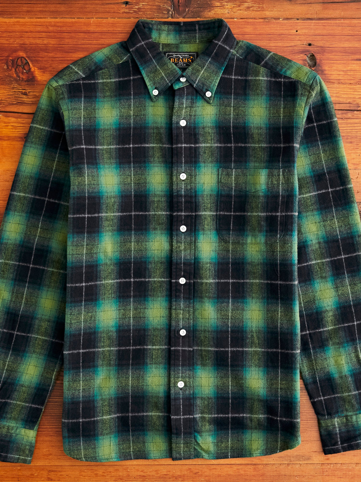 Shaggy Check Button-Down Shirt in Green