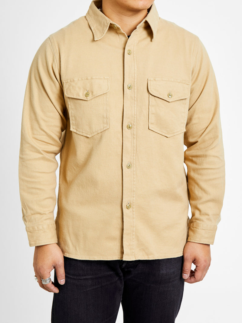 Cotton Wool CPO Shirt in Beige