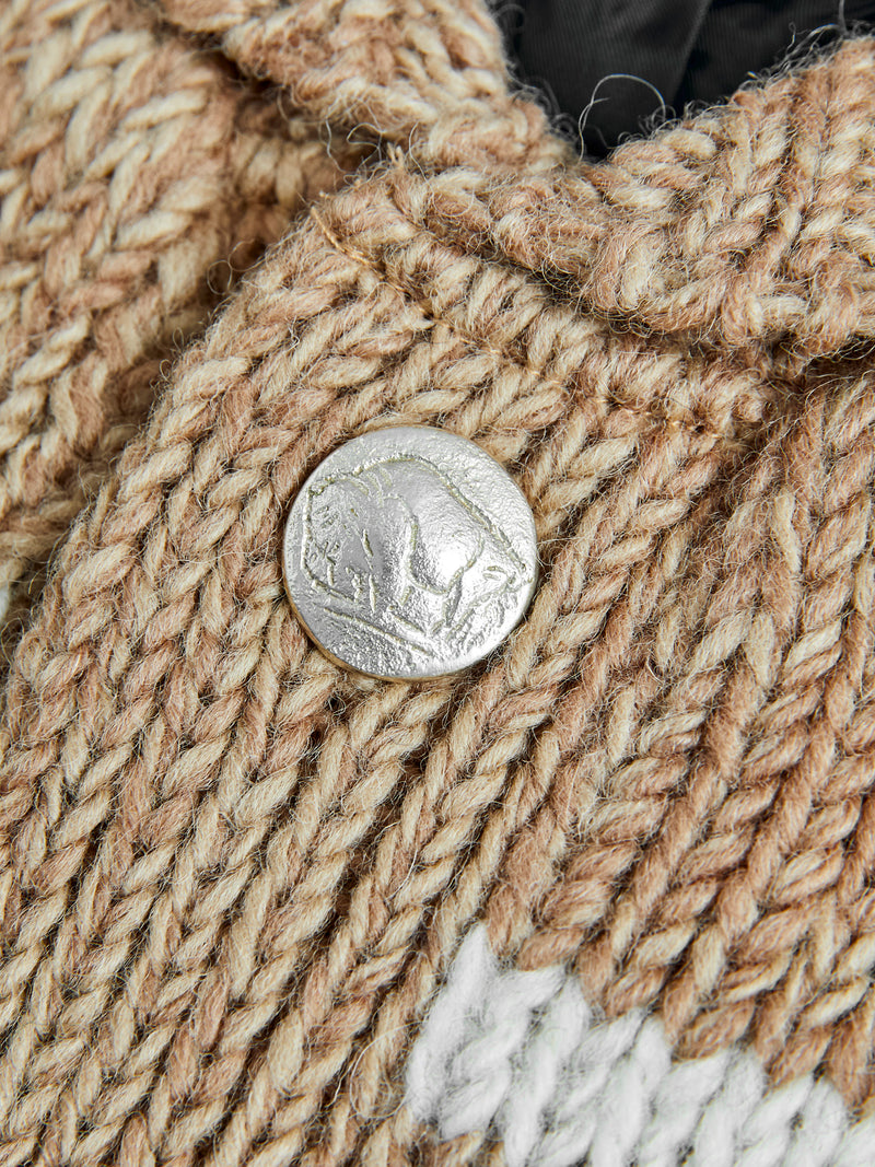 Cowichan Handknit Cardigan Sweater in Beige