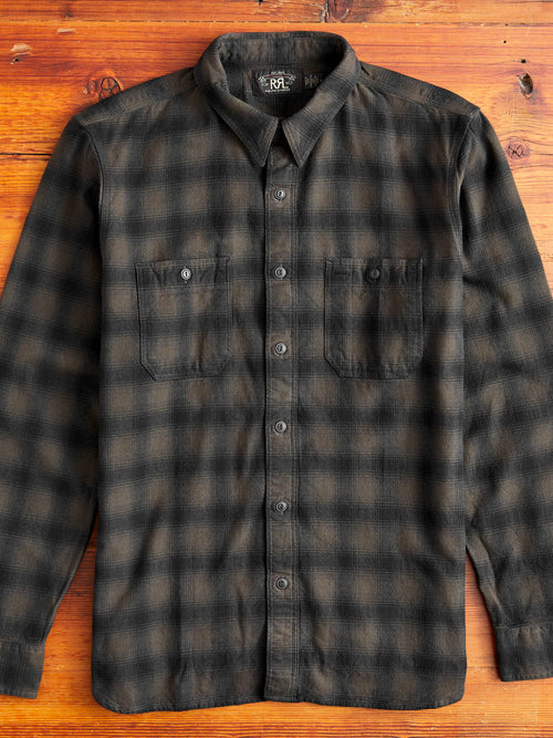 Cameron Canvas Workshirt in Black/Grey