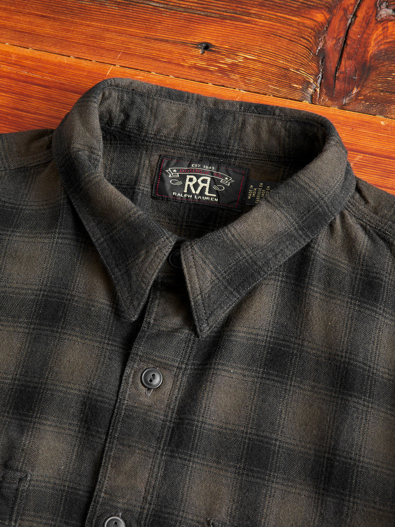 Cameron Canvas Workshirt in Black/Grey