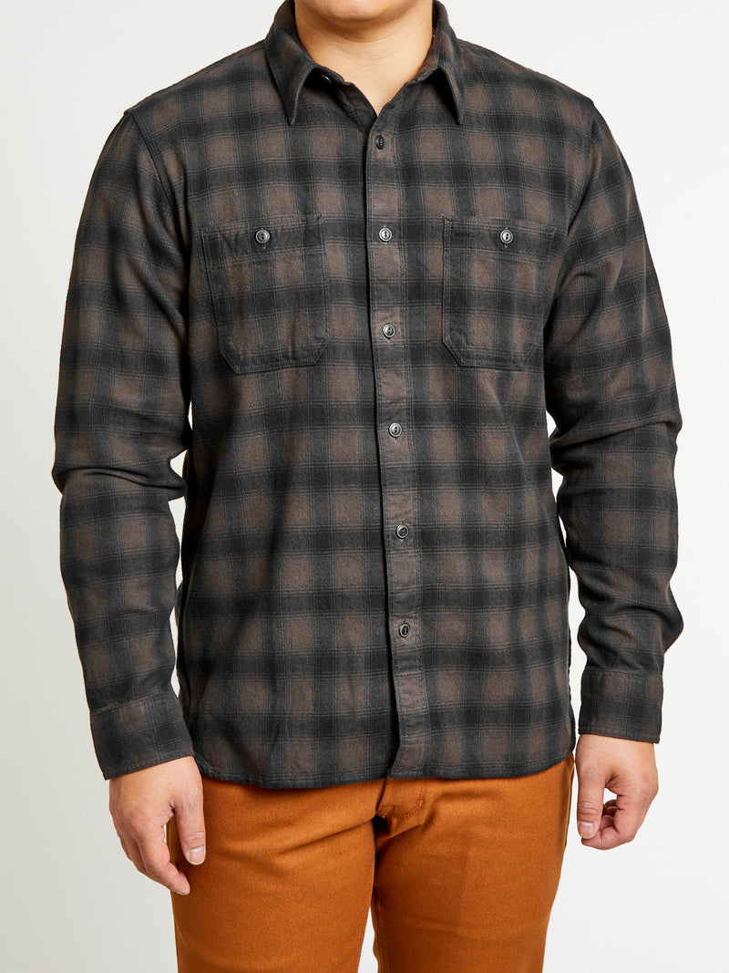 Cameron Canvas Workshirt in Black/Grey