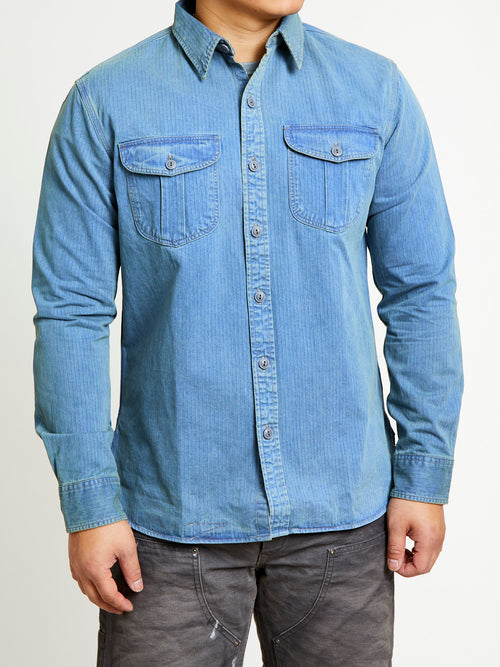 Dockman HBT Workshirt in Faded Indigo