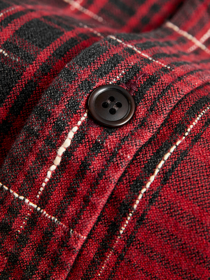 "Midare Kasuri" Heavyweight Flannel Overshirt in Red